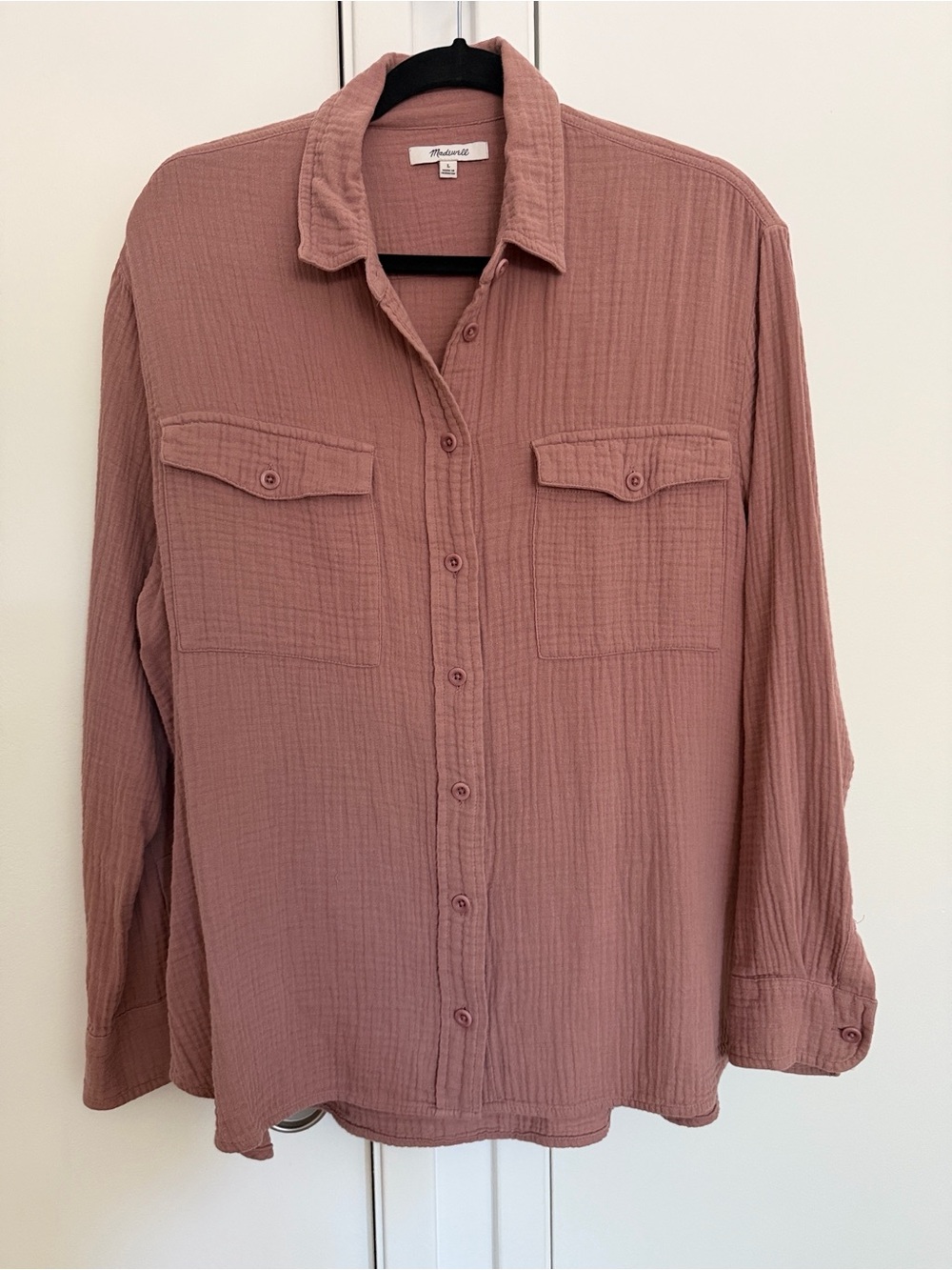 Madewell Dusty Rose Button-Down gauze  cotton Shirt